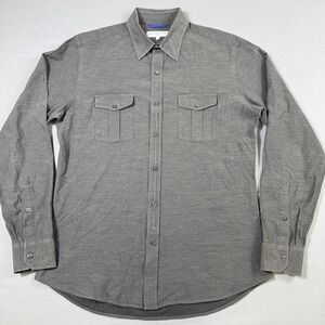 Teddy Stratford Shirt Mens 4 (L) Gray Long Sleeve Button/Zip Front Casual EUC